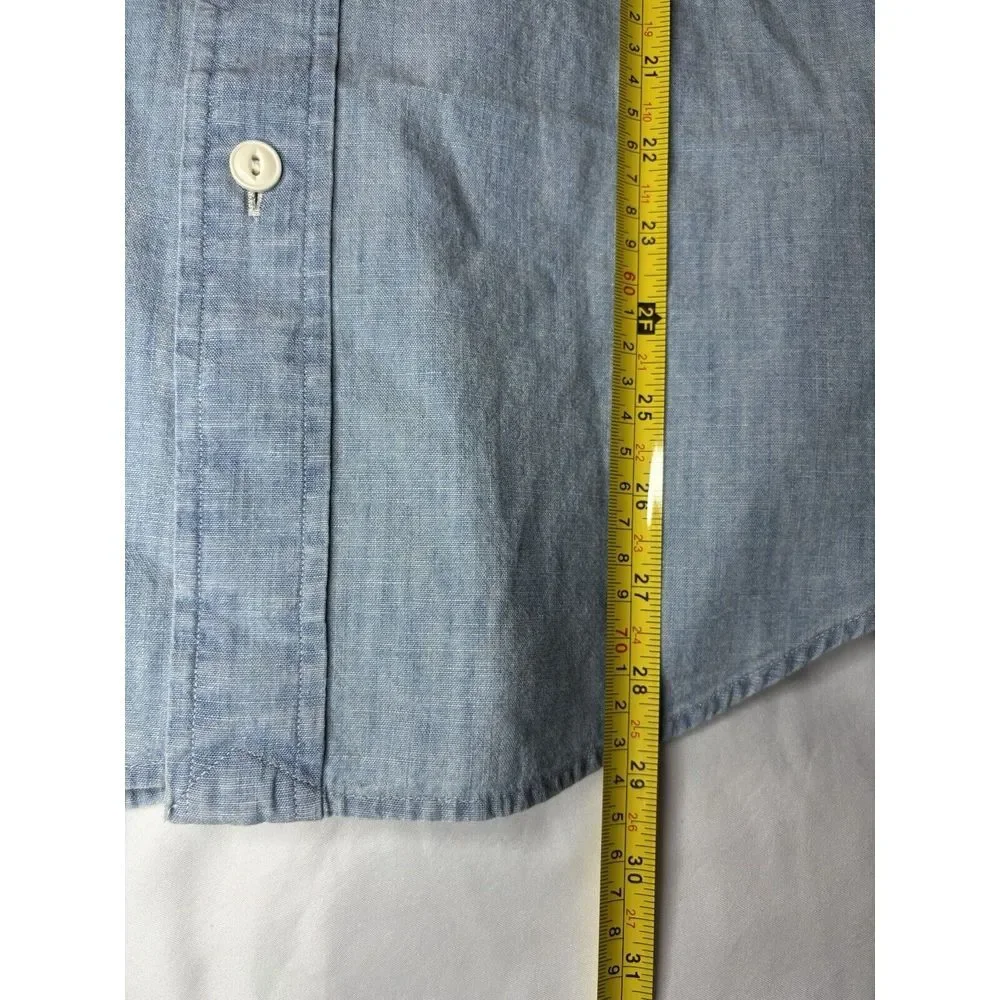 Polo Ralph Lauren Chambray Graphic Work Shirt Small Classic Fit Indigo Button Up